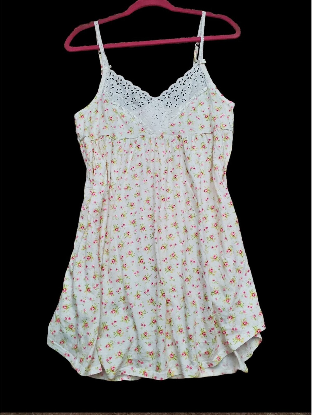 Vtg Y2k Victoria’s Secret Sz L Womens Floral Babydoll Coquette Slip Dress Bows